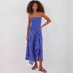 Vix Blue Strapless Midi Dress - brand new with tags